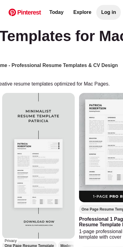 what template to use in word mac for resume